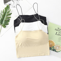 Fine Shoulder Strap Ice Silk Beautiful Back Seamless Straps Bralette Nipple Cover Underwear Breathable High Elastic Anti-Slip Seamless High Elastic Corset Women