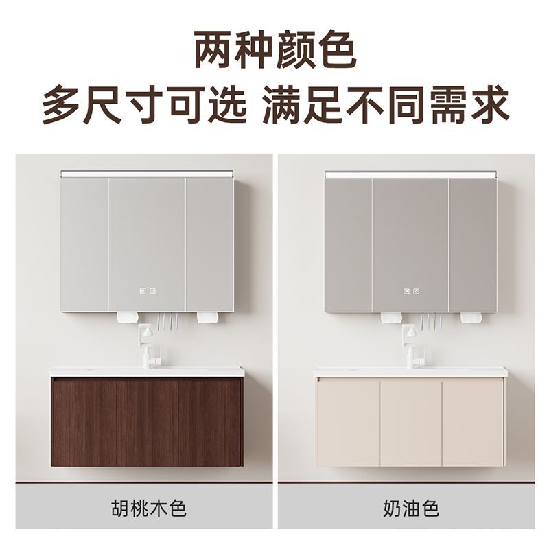 Gabinete de baño de estilo medieval de color nuez grueso de aluminio lavabo de panal de cerámica lavabo de baño de cesta de tirar de la mesa de lavado