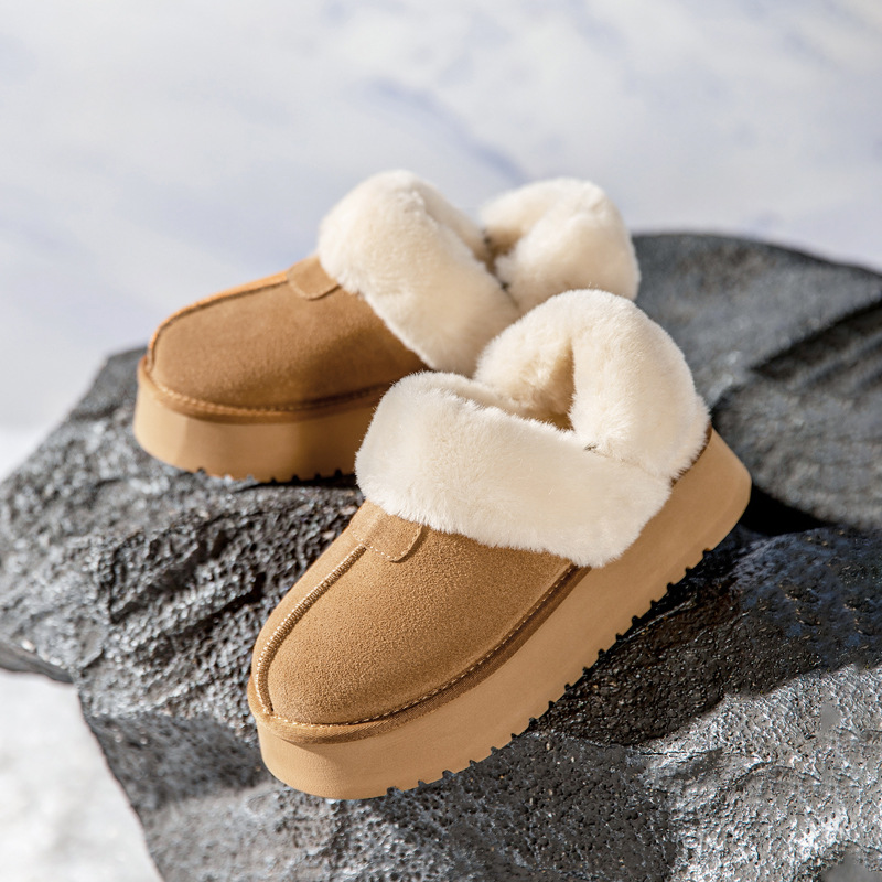 Botas de nieve de baja parte de Augu Lion para mujeres 2025, nuevo invierno con suela gruesa y terciopelo grueso en casa dos zapatillas de lana