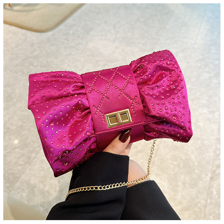 Paquete de cena de damas transfronterizas, paquete de fiesta de lujo ligero de diamante, paquete de cena de mano de arco de arco de oro de alto nivel