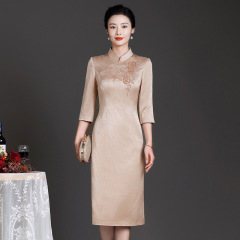 606#新款刺绣醋酸段婚礼高贵女方母亲礼服高贵高端喜婆婆妈妈婚宴