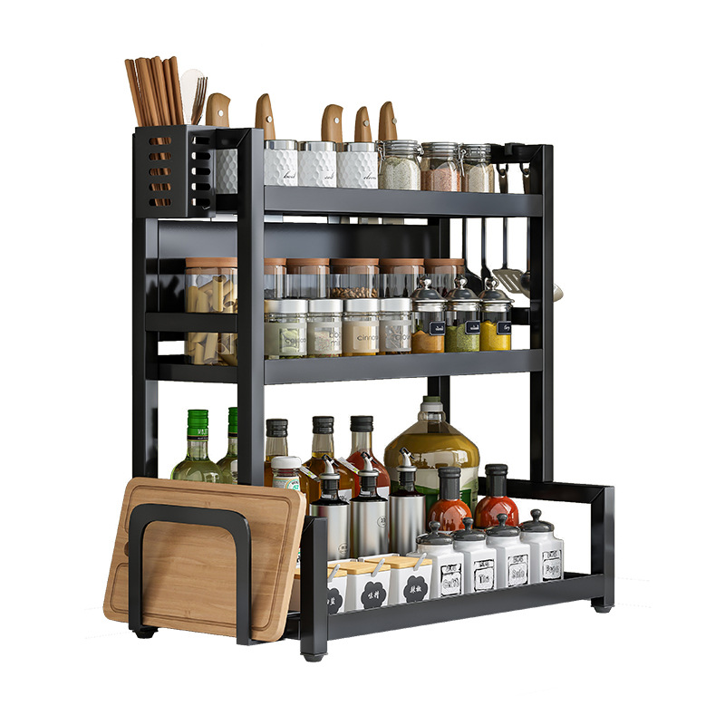 Cocina condimento almacenamiento rack Mesa multifuncional cuchillo titular multi-capa condimento aceite sal salsa botella tarro almacenamiento rack