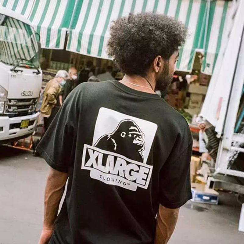 Men's Fashion Brand American Style Retro Casual Skateboard Gorilla Printed Round Neck Short-sleeved T-shirt Half-sleeved T-SHIRT