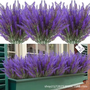 Pastoral decorative simulation purple lavender plastic flower outdoor wedding engineering flower arrangement decorative landscape fake flower ornaments