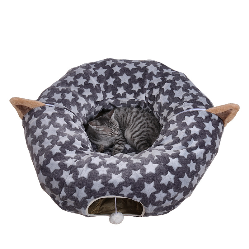Fabricante en stock Gray Star múltiple plegable gato Túnel de juguete resistente a los arañazos túnel gato nido auto-Hi gato de juguete