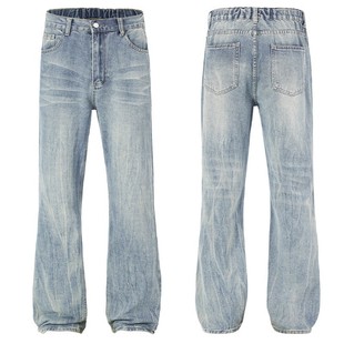2025 Spring and Summer Retro American Washed Light Blue Jeans for Men and Women, Loose Straight-Leg Leg Pants