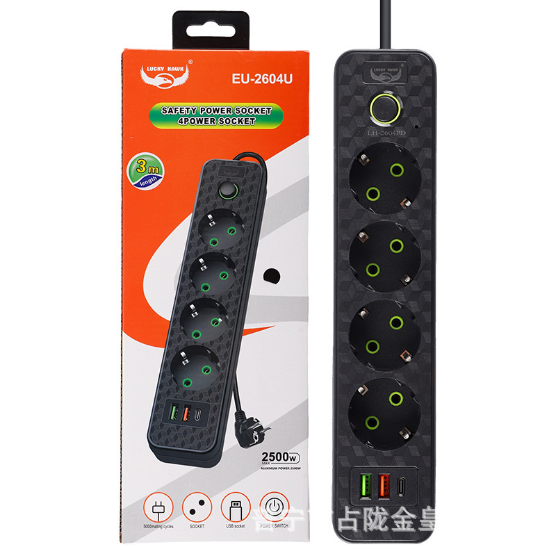 Estándar europeo estándar europeo dos conectores redondos Asia Central Ucrania Rusia caja de regalo USB C conector