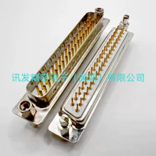 D-SUB DB37P公/母头180度直插板式 后铆鱼叉前锁螺丝全金半金