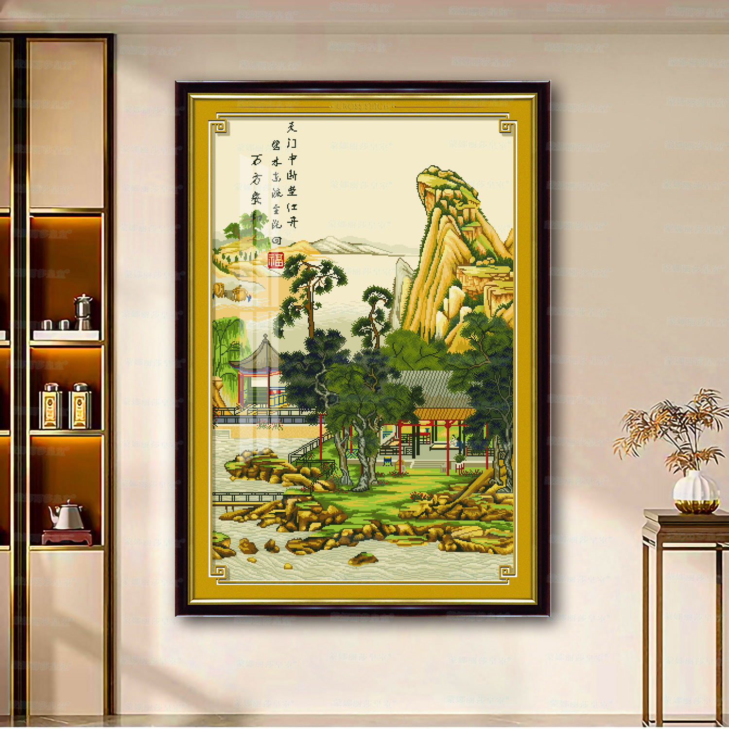 Mona Lisa Real bordado cruzado Wan Fang Anhe nuevo estilo chino decoración paisajística de la sala de estar image 1