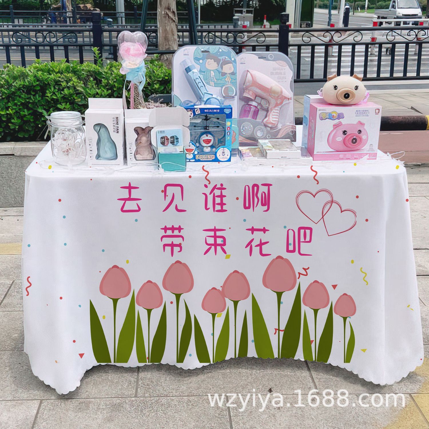 Venta de flores publicitarias publicidad mercado nocturno puestos de mesa tela carro mesa tela tela de mesa acera