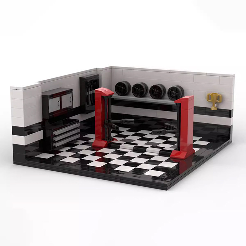 MOC-127570 compatible with Lego Speed Champion speed8 grid car display garage-Deluxe Edition assembled building blocks MOC-127570 compatible with Lego Speed Champion speed8 grid car display garage-Deluxe Edition assembled building blocks