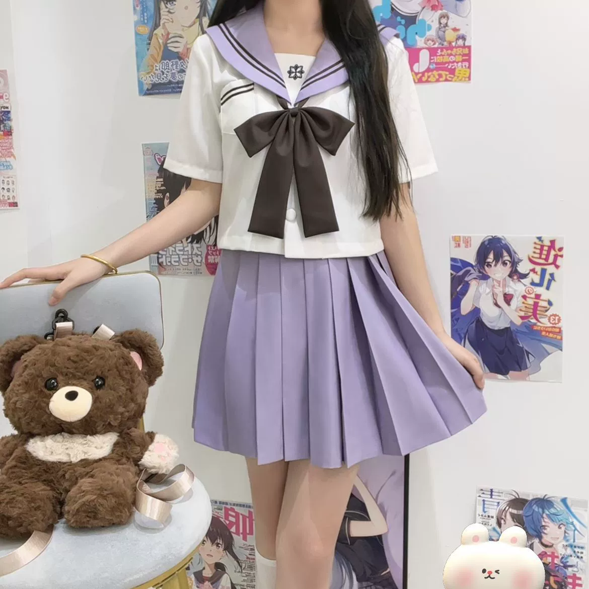 [Аметист Сакура Цяньсяя] Оригинальная униформа JK, летний свежий стиль, матросский костюм, японский стиль, классная форма в консервативном стиле, выпускная форма для женщин