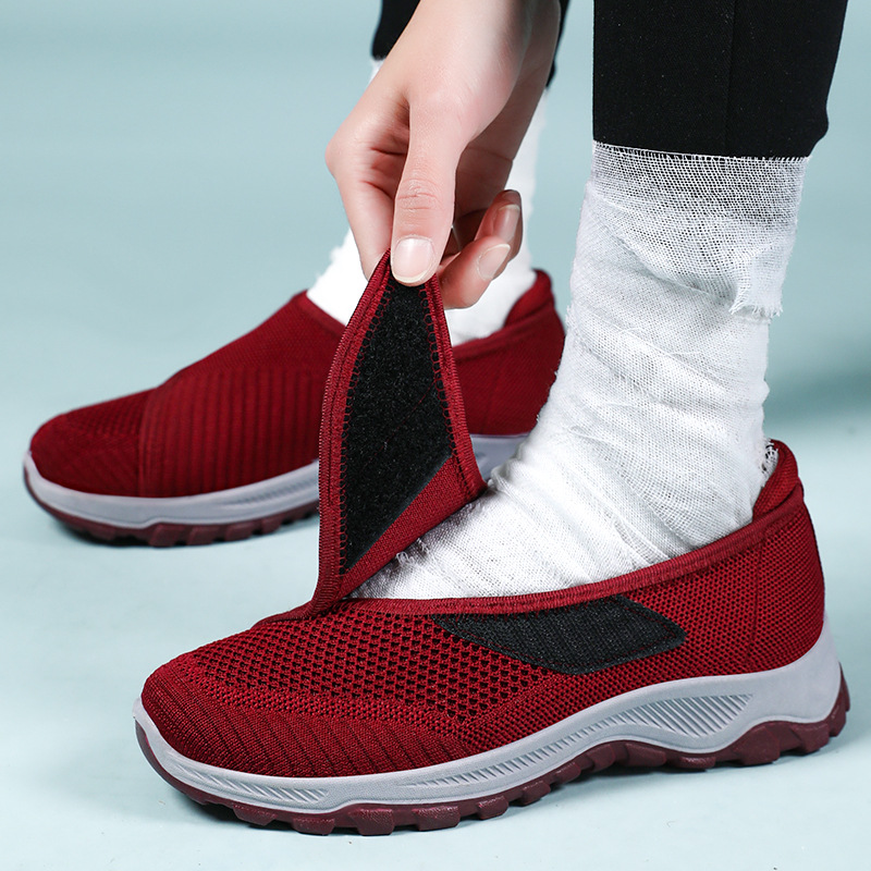 Zapatos de mujer, zapatos informales de primavera, zapatos cómodos de suela blanda para mamá, zapatos de mujer transpirables y que no sofocan, zapatos de malla con velcro, dropshipping