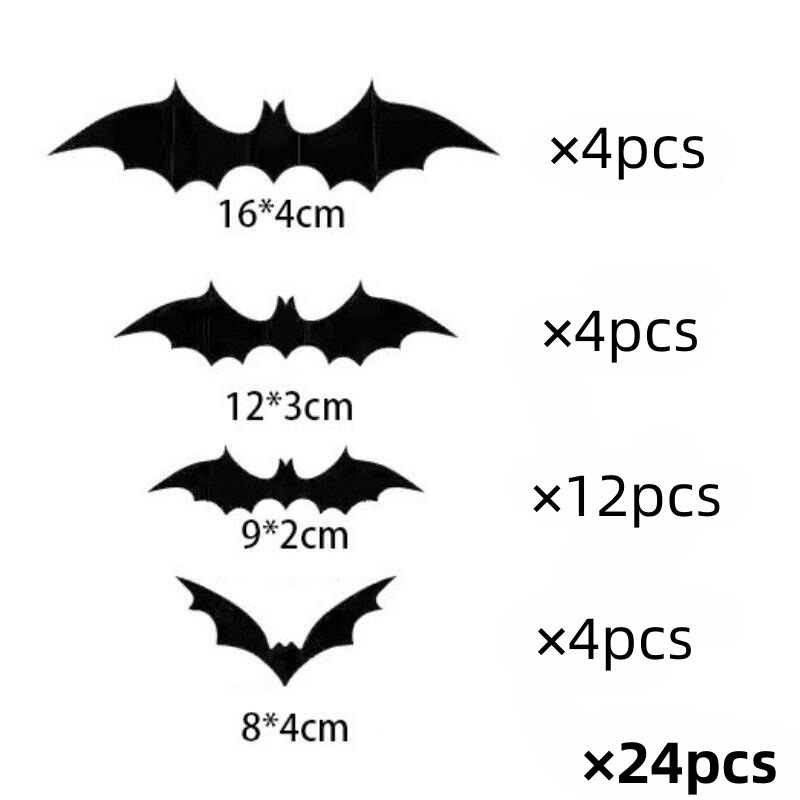 クロスボーダーハロウィン装飾 3D 立体バットパーティー用品シーンレイアウト壁ステッカー黒スパイダーステッカー|undefined