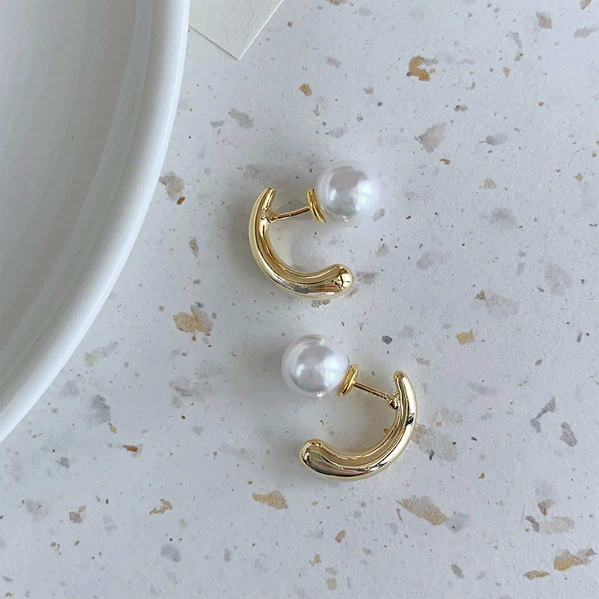 Earrings from pearl, small design ear clips, silver 925 sample