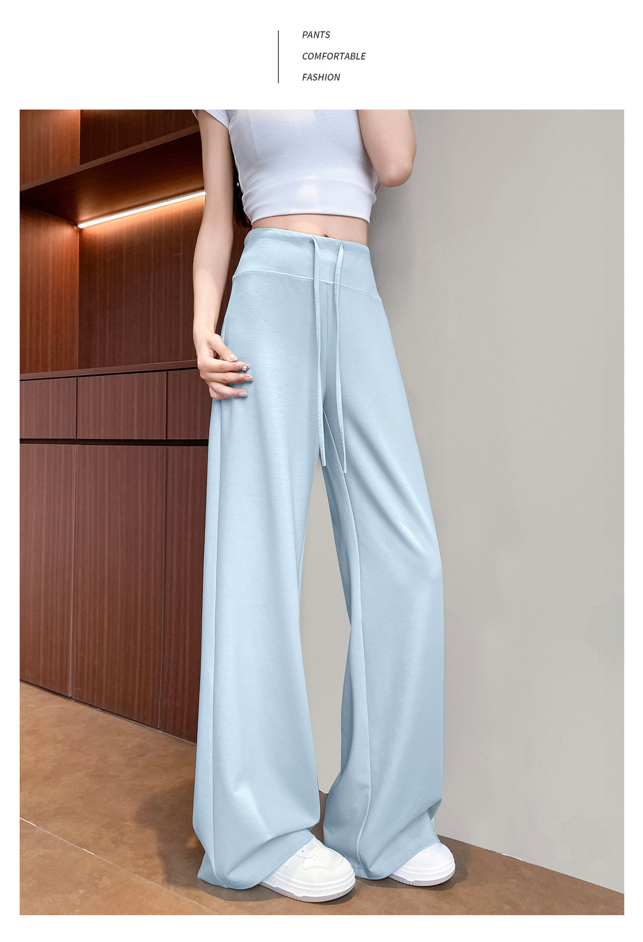 Quần legging yoga nữ cạp cao ống suông chất liệu lụa băng mát mẻ — Màu trắng gạo - Extended chi tiết 24
