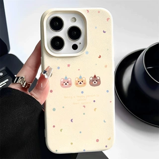 可爱小熊苹果16promax手机壳适用iphone15plus卡通14pro皮纹13min