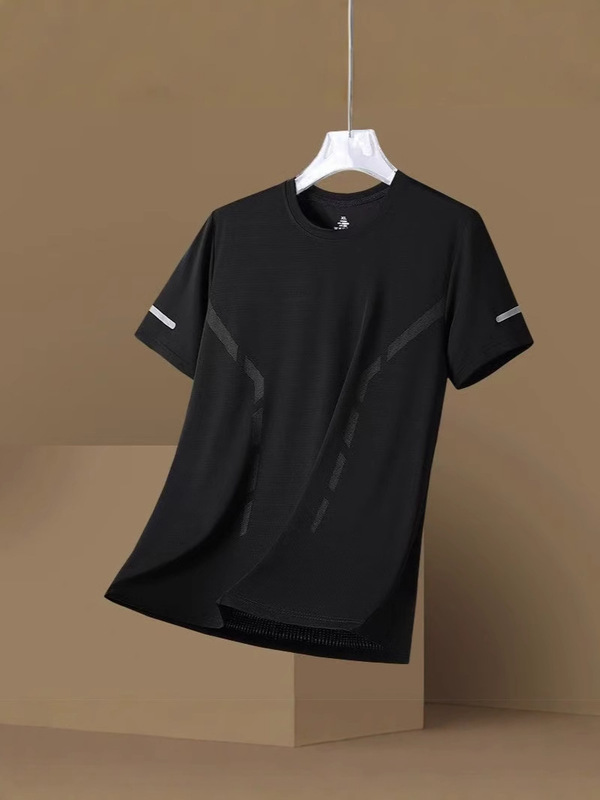 クールアイスシルク Tシャツメンズ半袖貿易新作夏薄手速乾通気性半袖メンズルーズトップ|undefined