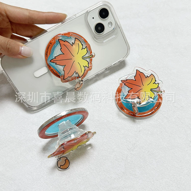 Мультяшная акриловая подставка, портативная выдвижная подставка-подушка безопасности, акриловая подставка для телефона с печатью и магнитным креплением