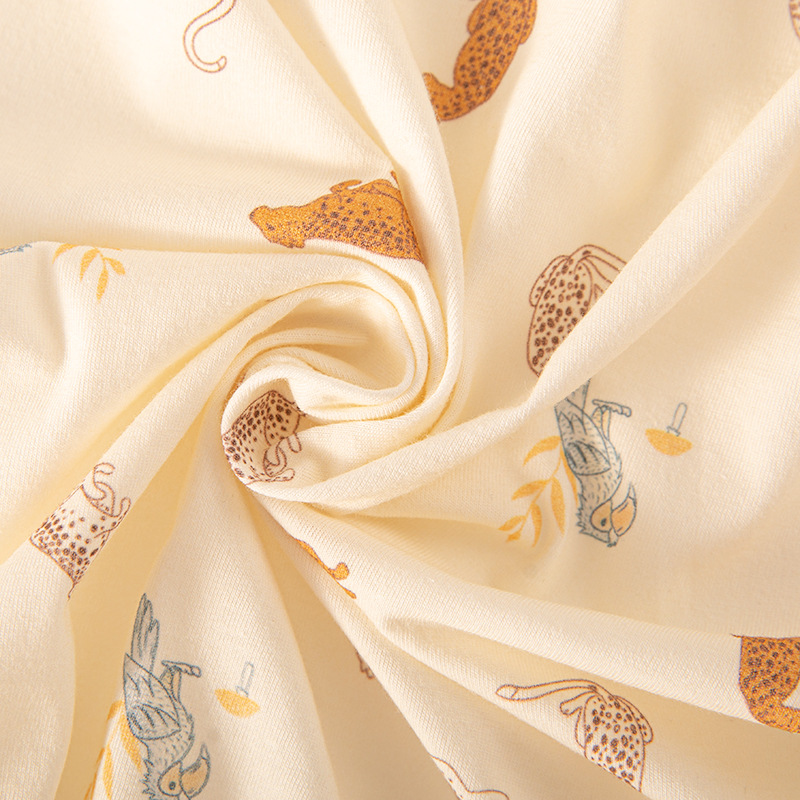 INS estilo europeo y americano estilo bebé manga corta mameluco verano fino bambú algodón impreso vaina mameluco para niños y niñas ropa de bebé