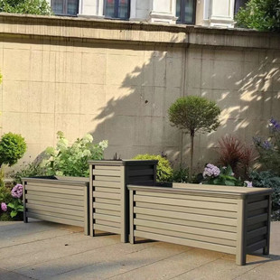 Flower Box Outdoor Outdoor Flower Box Aluminum Alloy Flower Box Tree Planting Large Flower Pot Courtyard Stainless Steel Flower Bed Road Planting Box