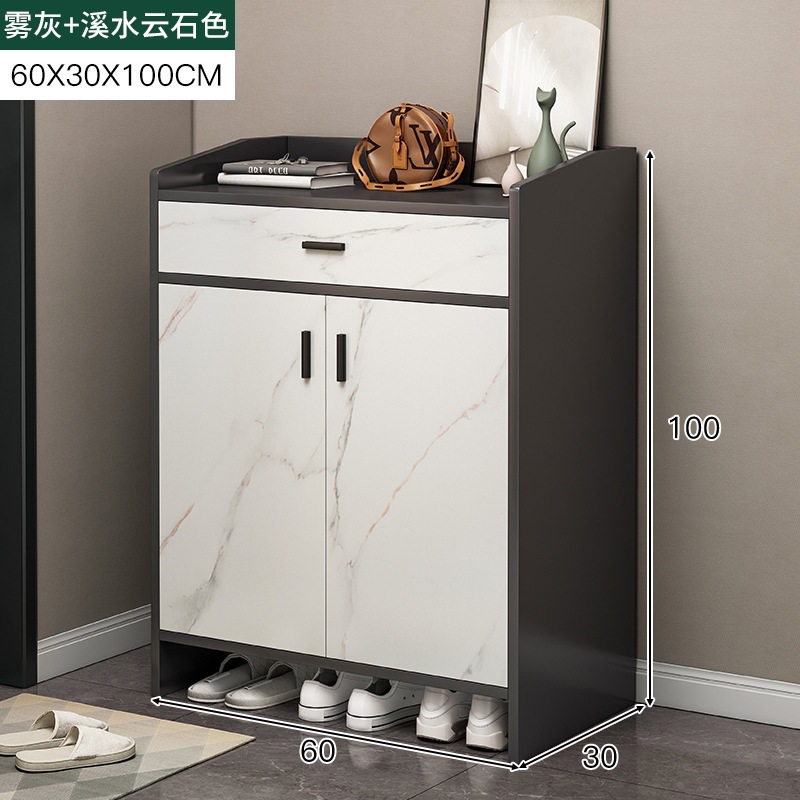 [강화 및 서랍용 소재 업그레이드 - 도어 2개, 서랍 1개] 60-30-100 포그 그레이 +-1x1x1cm-조립품