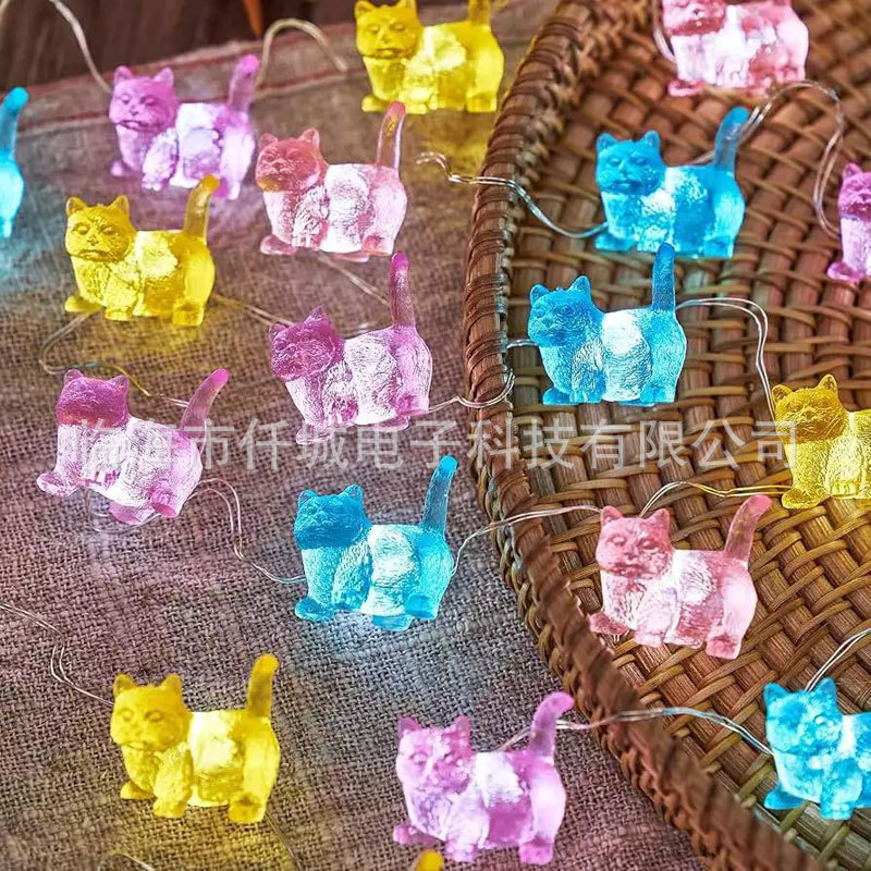 Cat string lights for camping, bedroom, party, kitten fairy decorative lights, Halloween, Christmas, cat pet LED copper wire lights Cat string lights for camping, bedroom, party, kitten fairy decorative lights, Halloween, Christmas, cat pet LED copper wire lights