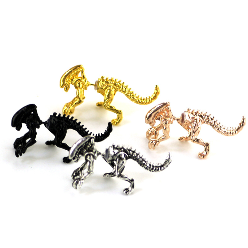 Simple Style Dinosaur Alloy Patchwork Unisex Ear Studs display picture 2