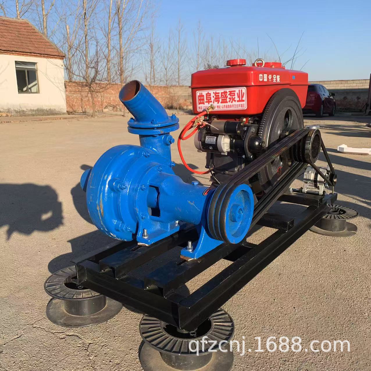 4寸柴油动力卧式抽沙泵 河道清淤排污离心泵120方流量吸沙泵20HP