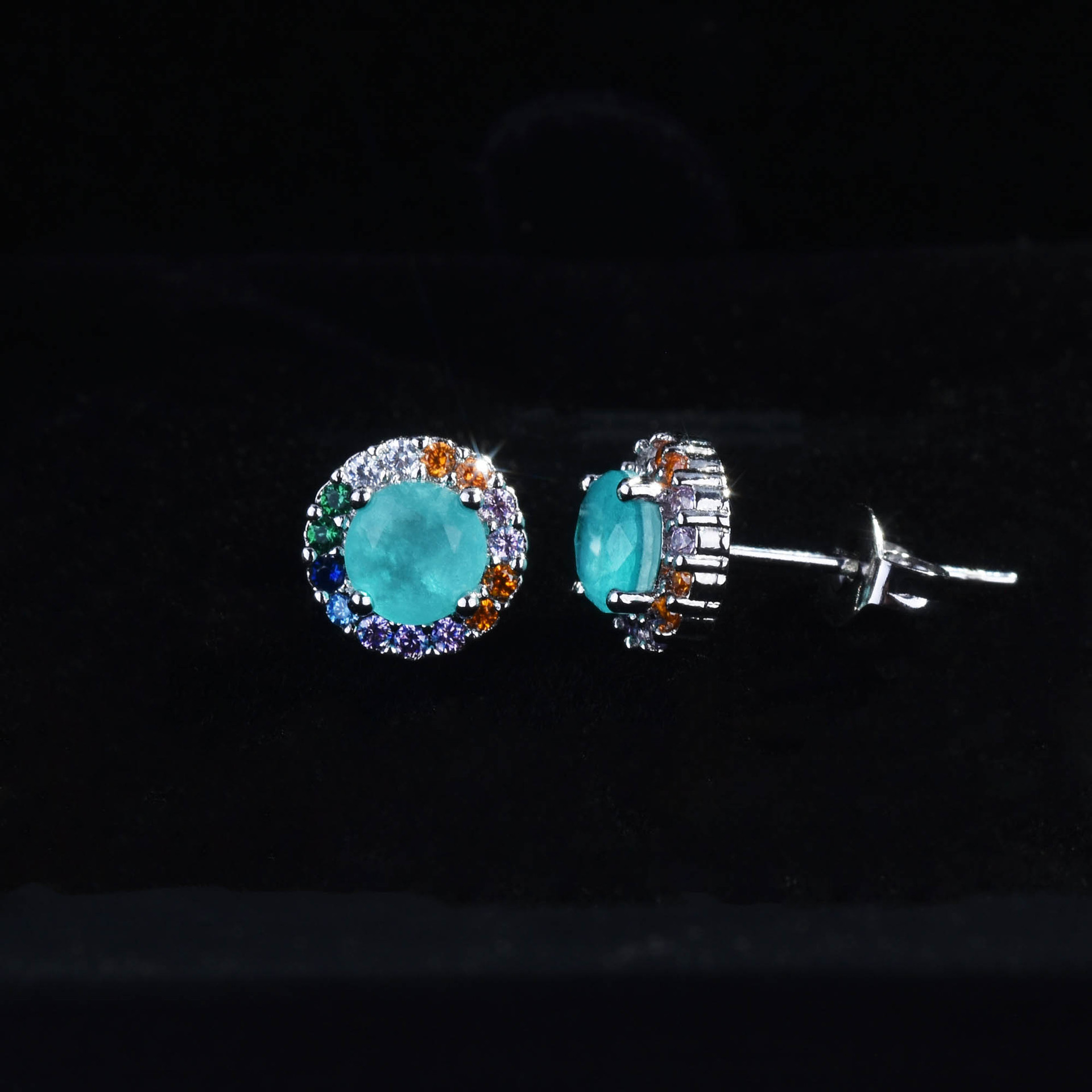 Fashion Colorful Zircon Earrings Copper Earrings Wholesale display picture 3