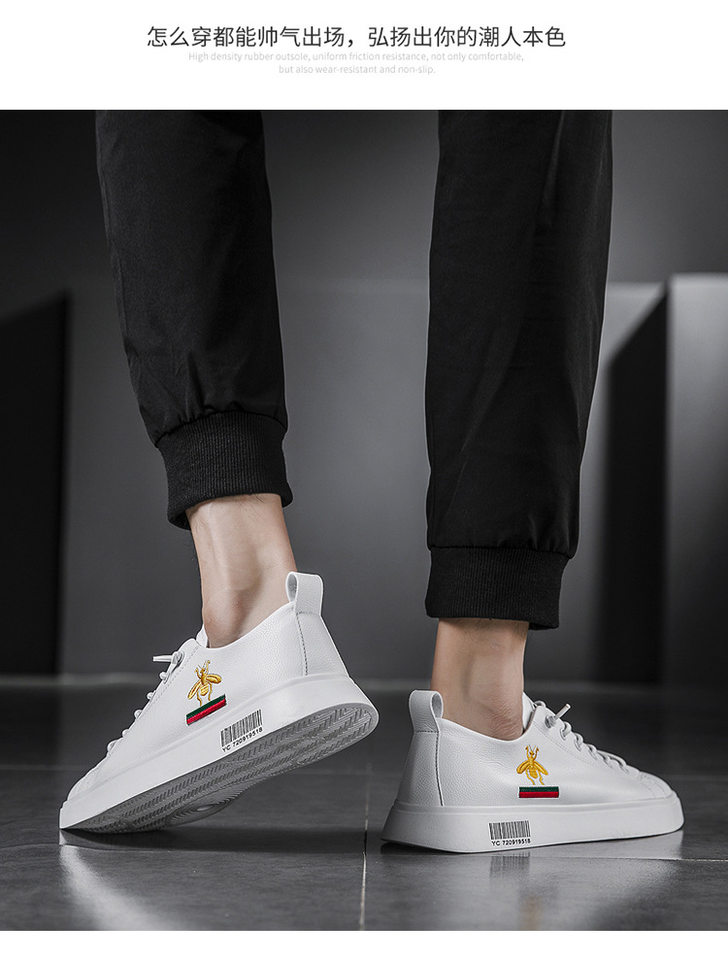 Giày sneaker nam da thật cổ thấp đế bệt thoáng khí tăng chiều cao — 920 màu đen, Màu trắng 920 chi tiết 8