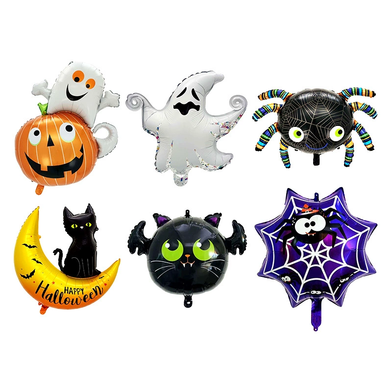 Новая композиция из воздушных шаров на Хэллоуин, воздушный шар из алюминиевой пленки, композиция для вечеринки на тему Хэллоуина, воздушный шар из алюминиевой фольги специальной формы