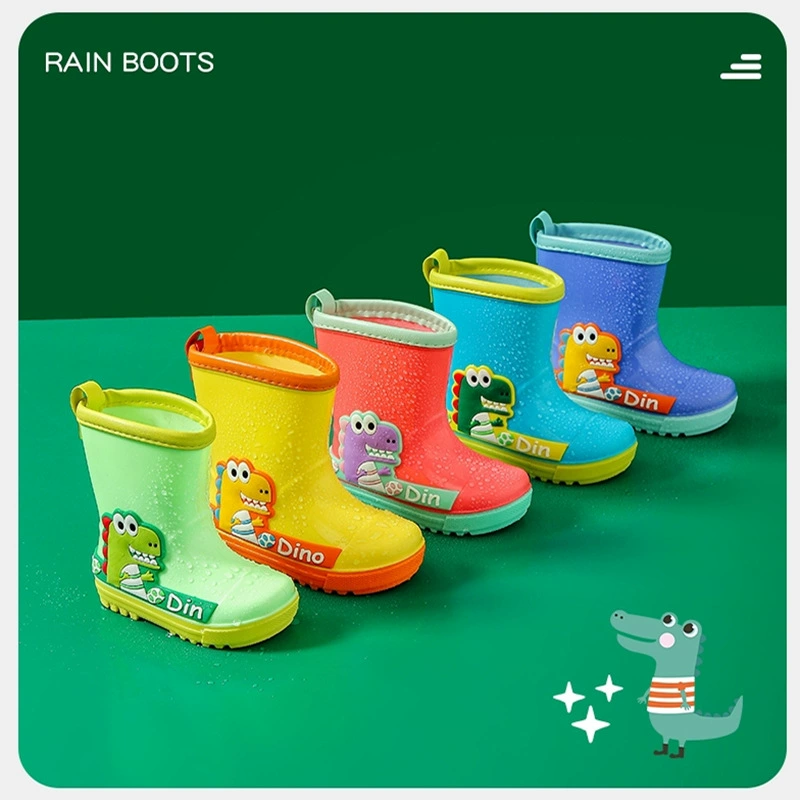 Детские резиновые сапоги, утолщенные мягкие детские резиновые сапоги, маленькие водные туфли с динозавром, водонепроницаемые нескользящие детские дождевики с героями мультфильмов, оптовая продажа