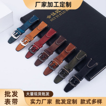 外贸手工表带 双面头层牛皮表带 复古风开关快拆表带适用各智能表