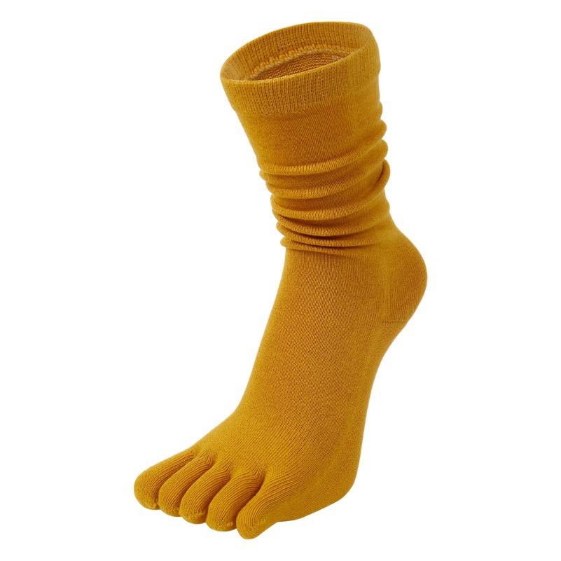 Moda calcetines largos de cinco dedos calcetines de algodón de mujer primavera otoño e invierno cálido ins moda calcetines de pantorrilla alargados altos