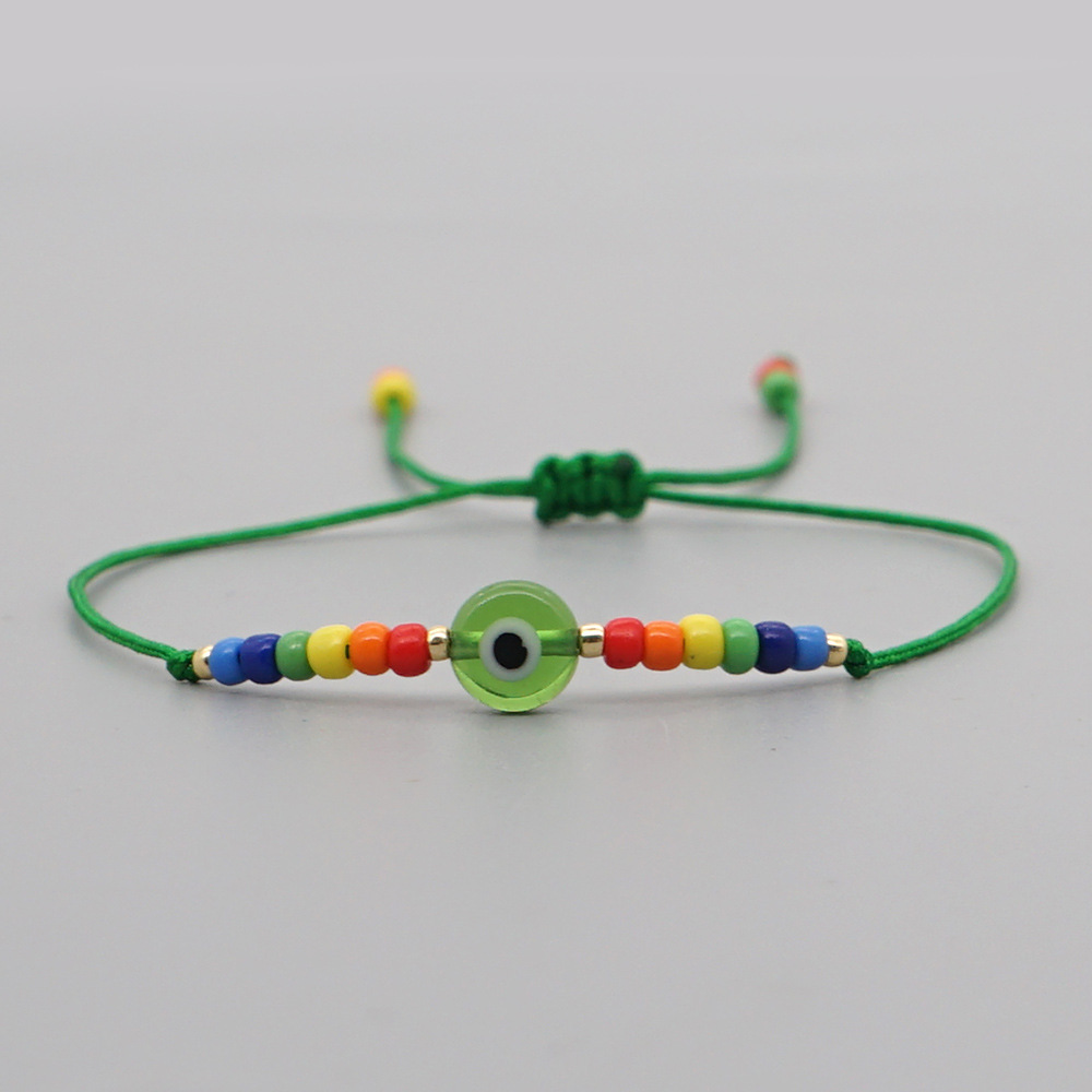 Bohemian Style Glass Beads Eyes Hand-woven Colorful Enamel Bracelet display picture 3