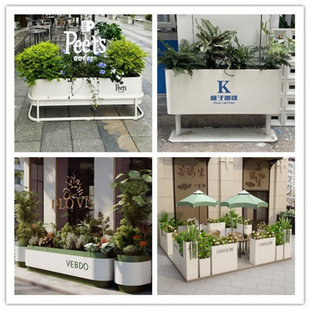 2024 best selling outdoor stainless steel flower box milk tea shop flower stand commercial street wrought iron flower trough courtyard municipal flower bed