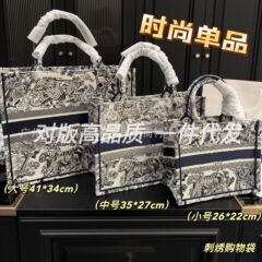 跨境潮流高版BookTote老虎刺绣大容量托特包老花手提单肩包购物袋