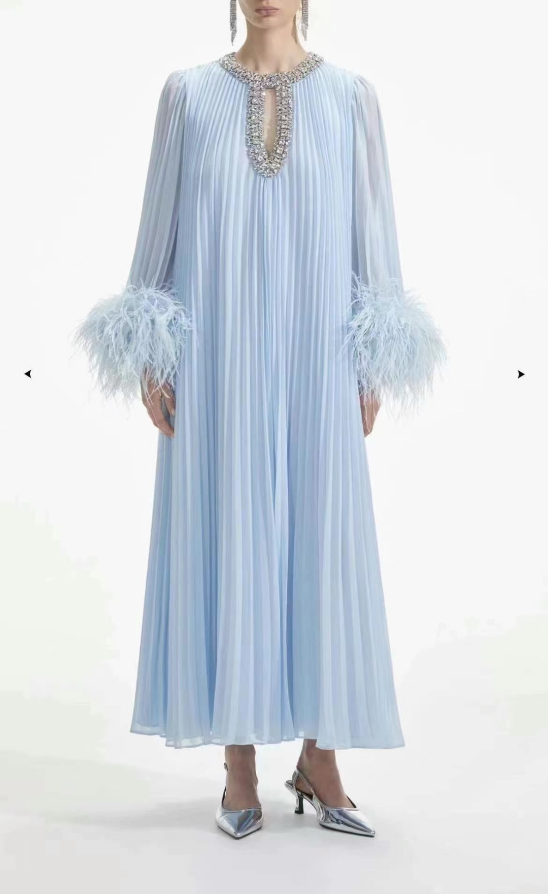 Women's Clothing Round Neck Light Luxury High end Celebrity Style Solid Color Dress_voghion.com