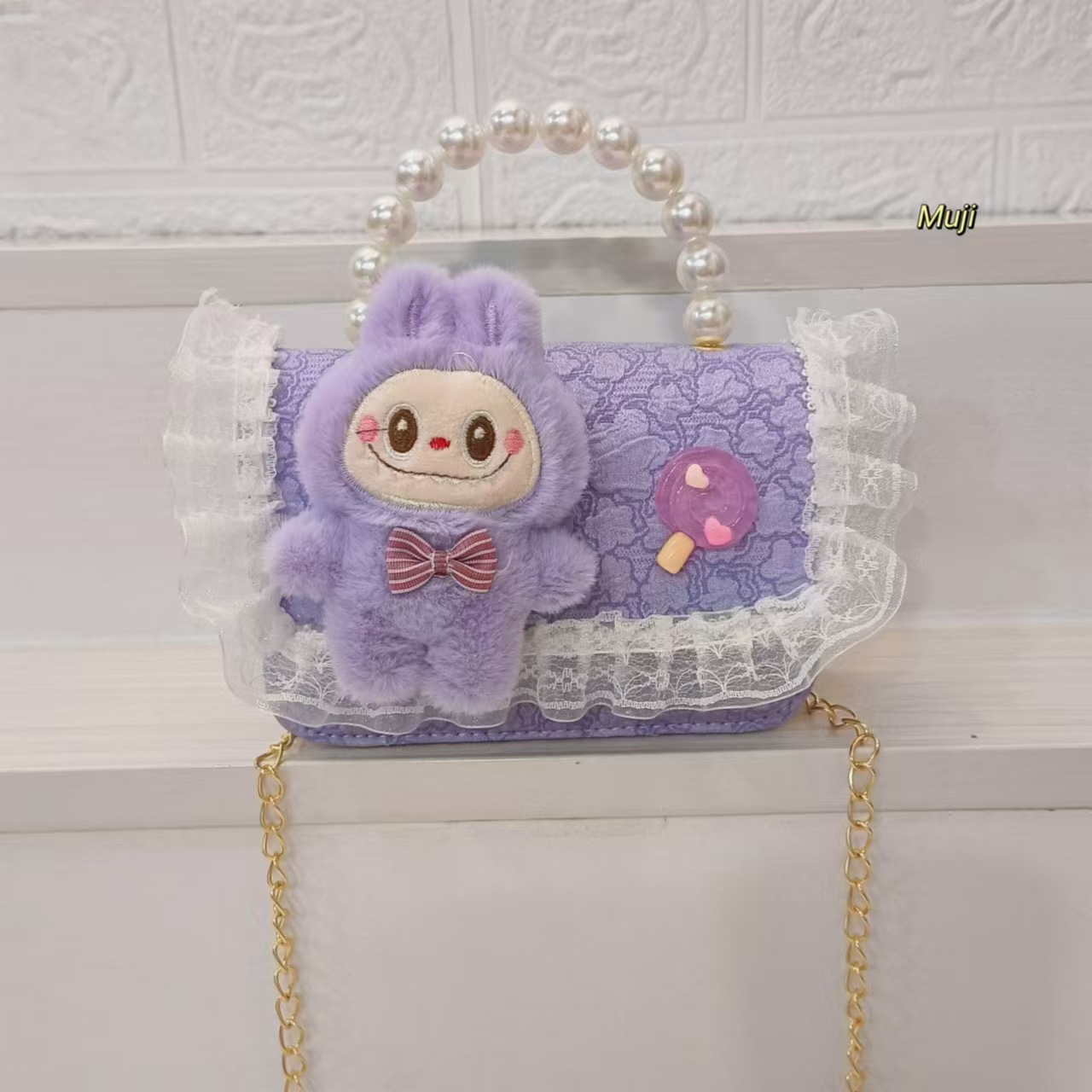 Bolso de perlas bolso de niños bolso de cadena de viento de fragancia bolso de hombro bolso de cambio bolso de accesorios bolso de encaje princesa