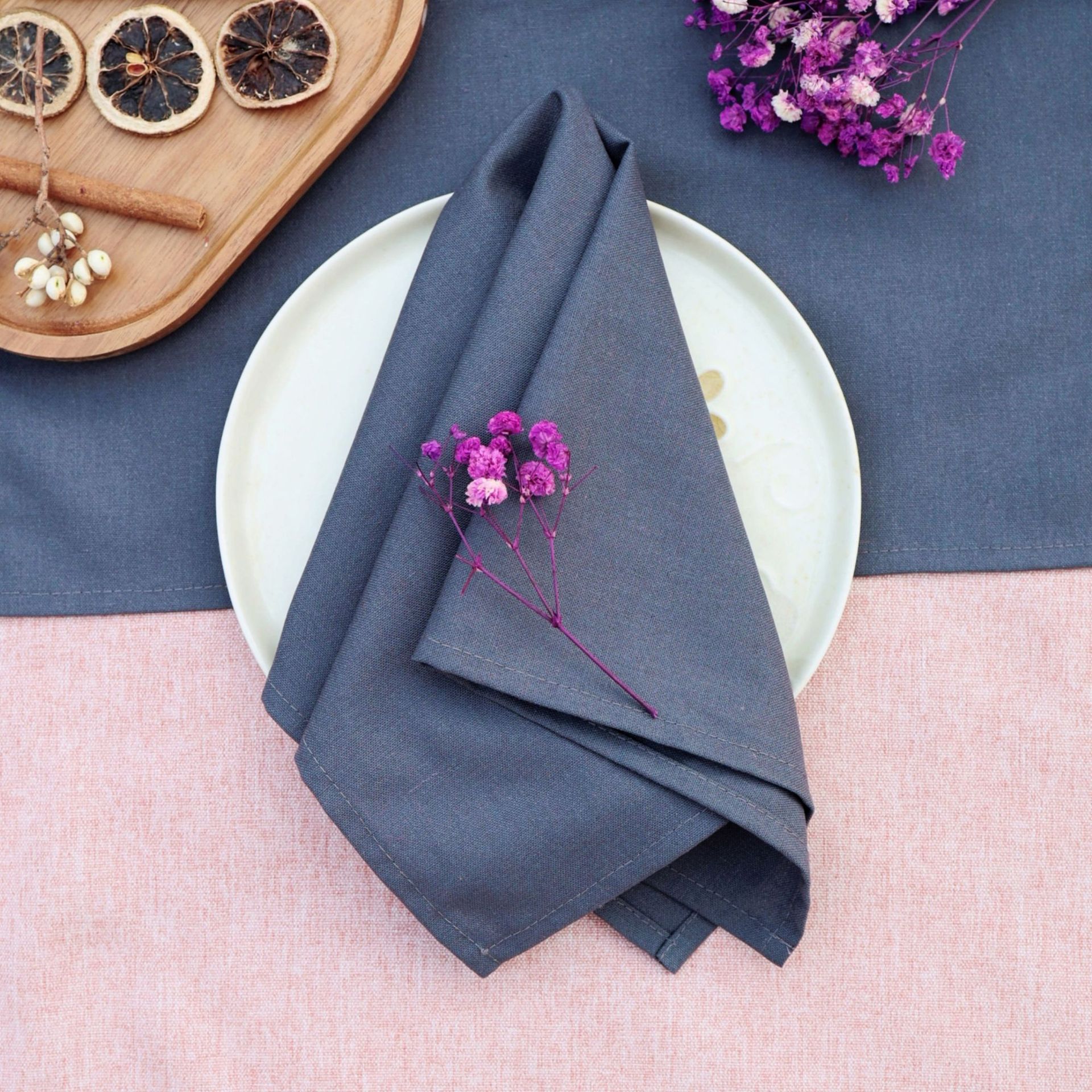 Servillas de lino algodón de Navidad comida occidental hotel de boda mesa de flores plegables tazas toallas de té sólidas almohadilla