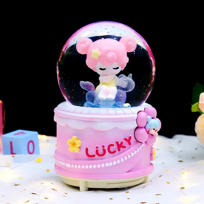 Nuevas estrellas de dibujos animados desean decorar bolas de cristal nieve brillante atmósfera interior de ocho cajas de sonido regalo para estudiantes