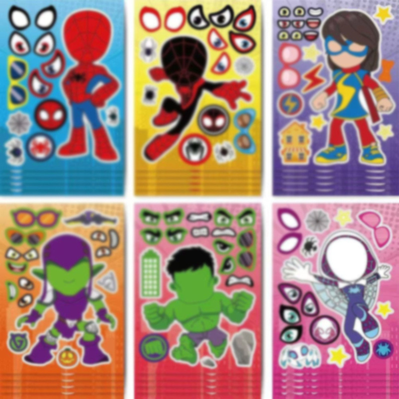 New Spider-Man Dress up Stickers Rhythm Children's Puzzle Repeat Paste Girls Handmade Fun Toys Wholesale New Spider-Man Dress up Stickers Rhythm Children's Puzzle Repeat Paste Girls Handmade Fun Toys Wholesale