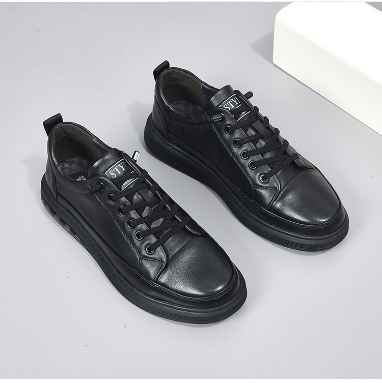 Chaussures en cuir pour hommes, chaussures plates noires, chaussures décontractées et polyvalentes en cuir de vachette de qualité supérieure, nouvelle collection automne_voghion.com
