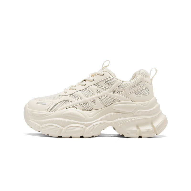 Augustion zapatos de papá de suela gruesa para mujer 2025 nuevo verano casual malla ligera zapatos deportivos blancos pequeños ins marea