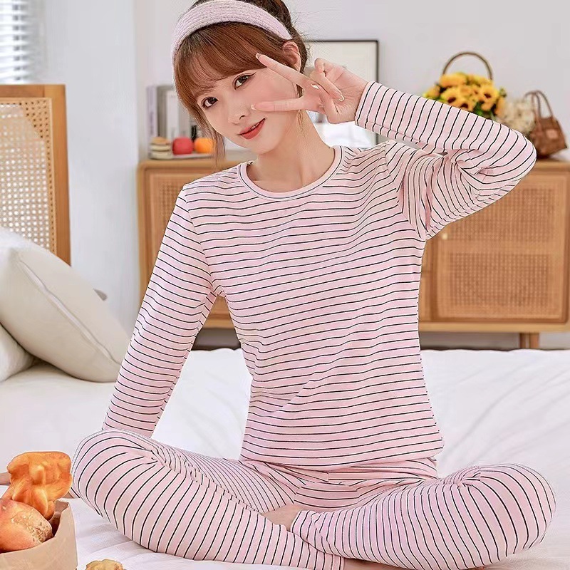 핑크 스트라이프 (라운드 넥)