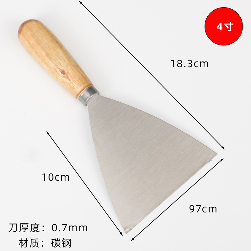 Cuchillo de masilla de mango redondo al por mayor de fábrica cuchillo de masilla de mango de madera cuchilla de acero al carbono cuchilla de limpieza raspador cuchillo de masilla cuchillo por lotes