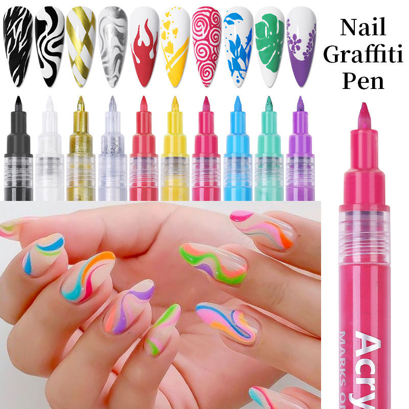 16 Color Set Nail Polish Pen Nail Polish Pen Nail Tools Painting Line Drawing Nail Dot Flower DIY Nail Brush