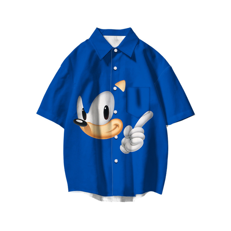 Sonic SonicTheHedgehog lapel short-sleeved shirt support one to customize