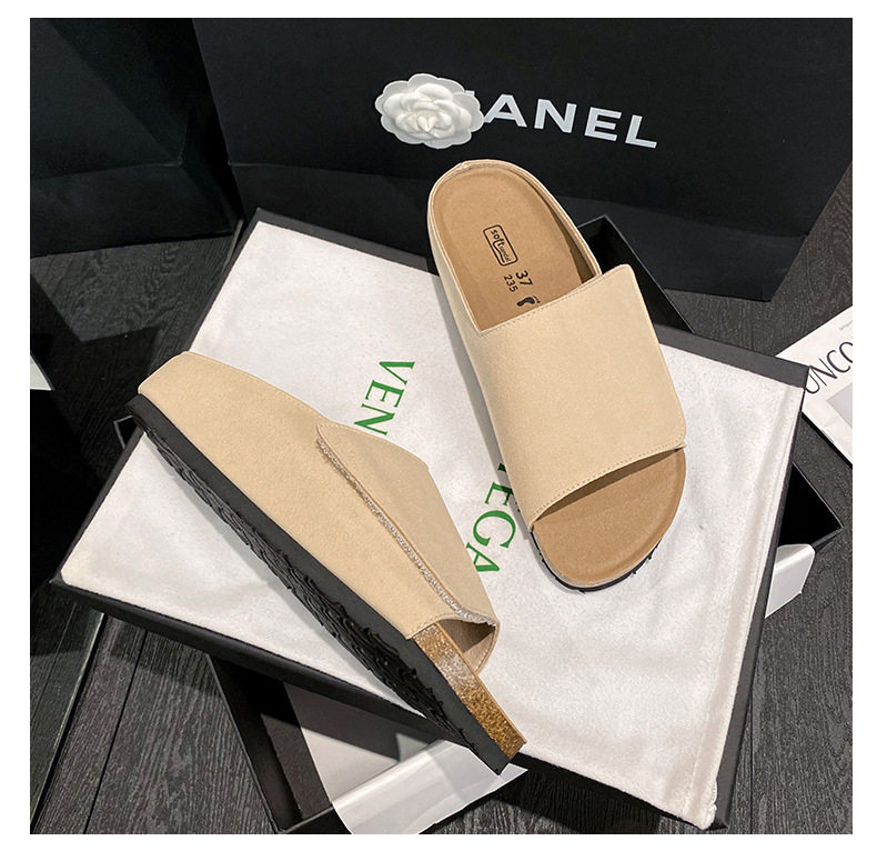 Dép sandal nữ quai ngang bản rộng mũi tròn đế bằng gấp gọn đi ngoài trời mùa hè — Màu Kaki, Màu mơ, Màu đen chi tiết 21